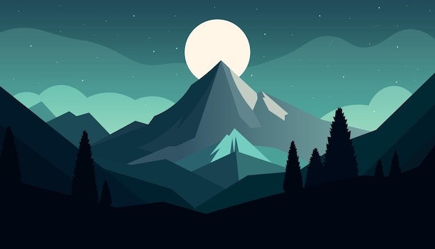 Flaches minimalistisches Design Panorama einer Berglandschaft Leicht zu ändernde Farben