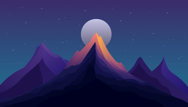 Flaches minimalistisches Design Panorama einer Berglandschaft Leicht zu ändernde Farben