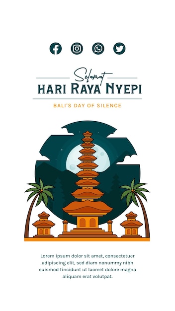 Flaches Nyepi-Illustrationsporträt 4