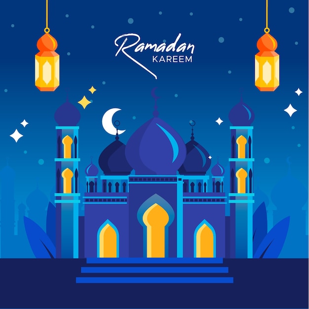 Flaches Ramadan-Hintergrundkonzept