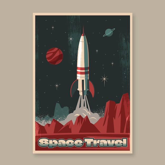 Vektor flaches retro-weltraumplakat