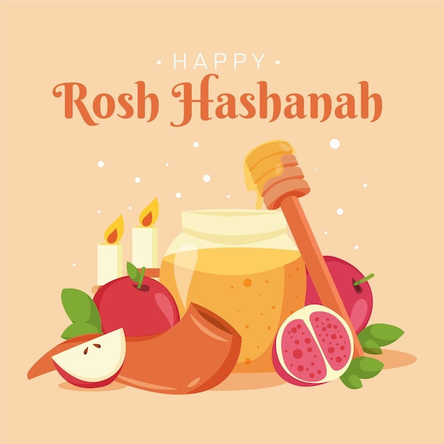 Flaches rosh hashanah Konzept