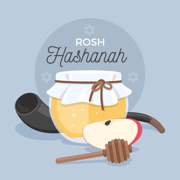 Flaches rosh hashanah konzept