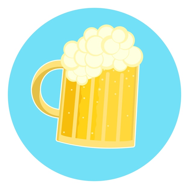 Flaches schönes glas schaumiges gelbes biersymbol, pint ale. deutsches oktoberfest-bier-urlaubszeichen