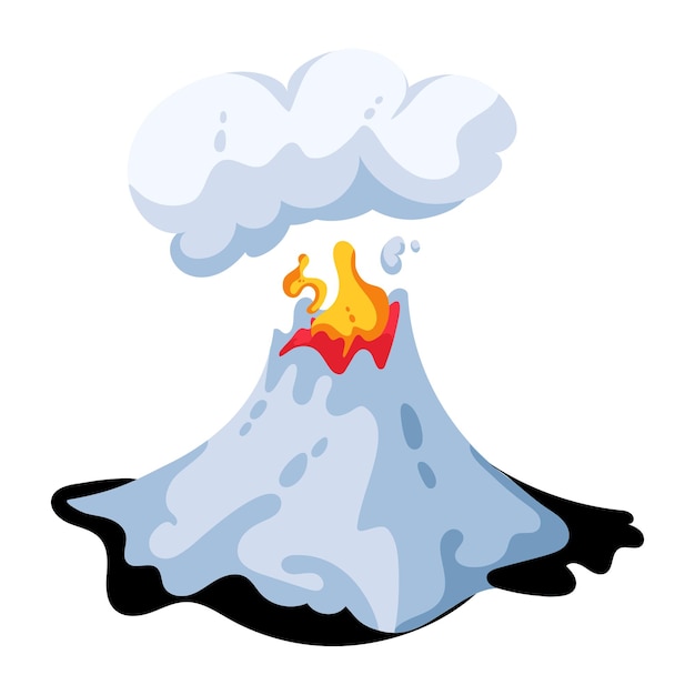 Vektor flaches symbol eines bergvulkanes