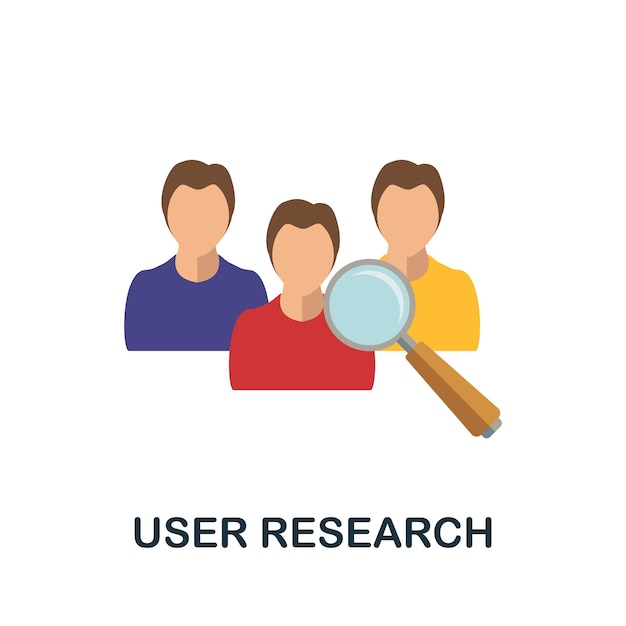 Flaches symbol für benutzerforschung einfaches element aus der projektmanagementsammlung symbol für kreative benutzerforschung für webdesign-vorlagen, infografiken und mehr