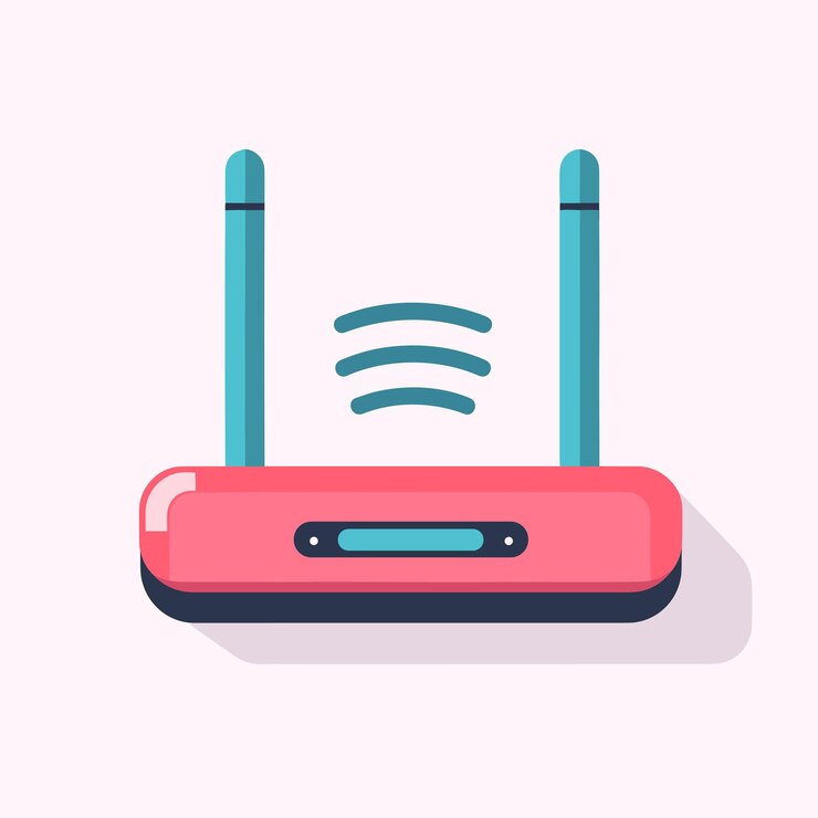 Vektor flaches vektorsymbol, ein rosa router mit zwei antennen, eine moderne und stilvolle ergänzung für jedes zuhause oder büro