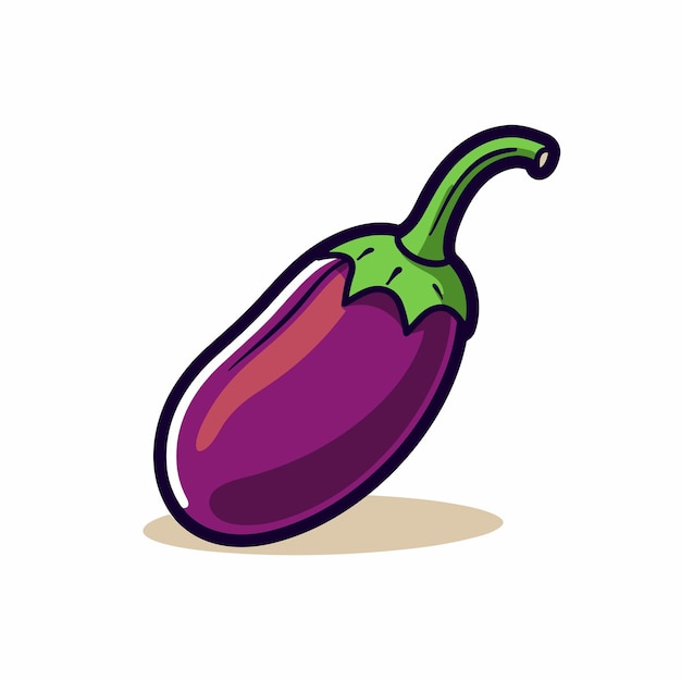 Flaches Vektorsymbol einer lila Aubergine auf weißem Hintergrund, flaches Vektorsymbol