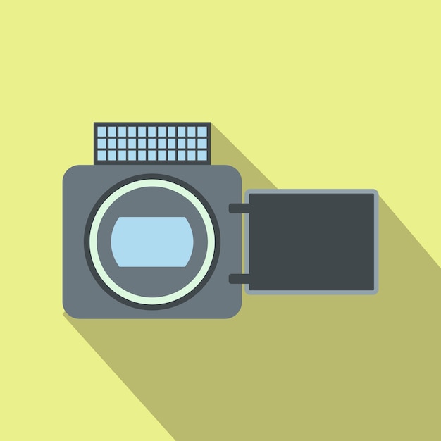 Flaches videokamera-symbol auf gelbem hintergrund
