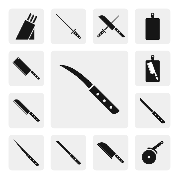 Flaches Web-Symbol für Schälmesser. Schälmesser Zeichen Silhouette solide schwarze Symbolvektor. Küche-Icon-Set