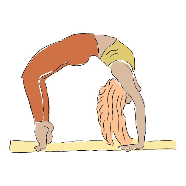 Flaches Yoga-Übungsbewegungs-Illustrationsdesign