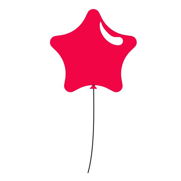 Flachgestaltter roter Sternballon mit Stringvektorelement