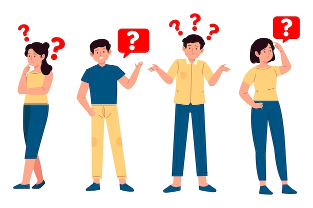 Flachgestaltung Menschen, die Fragen stellen Illustration