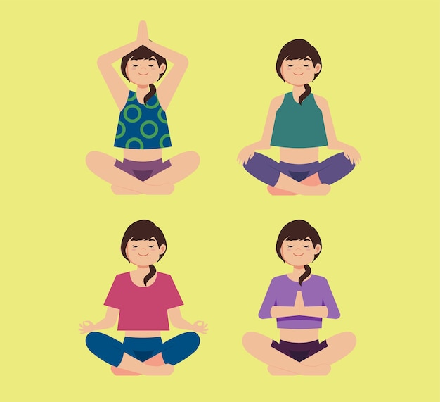 Flachmenschen meditieren illustration yoga