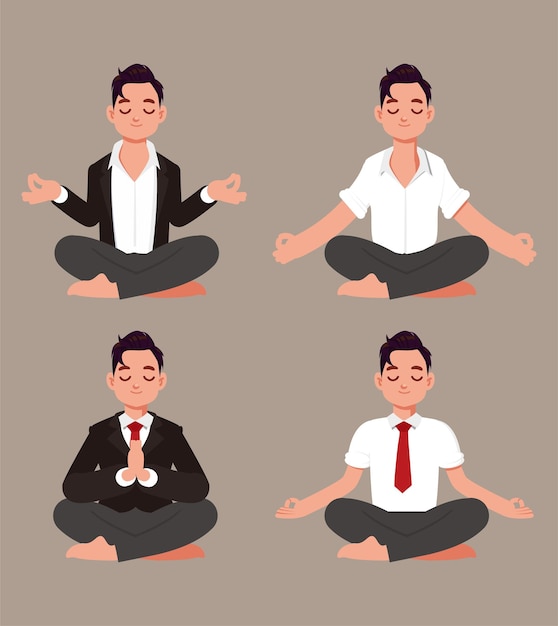 Flachmenschen meditieren Illustration Yoga