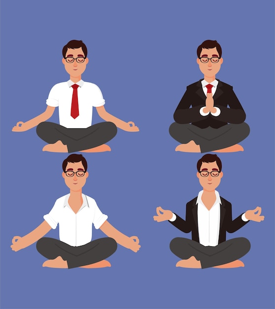 Flachmenschen meditieren Illustration Yoga