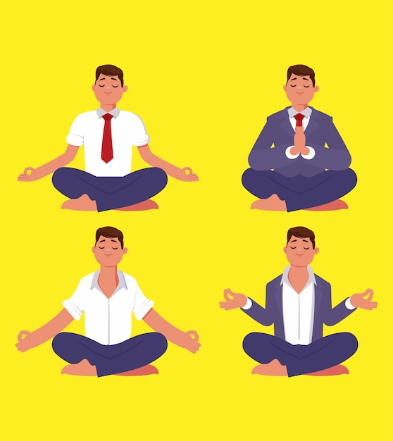 Flachmenschen meditieren Illustration Yoga