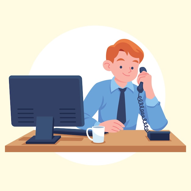 Flachvektor-Büro-Mann und -Frau-Illustration