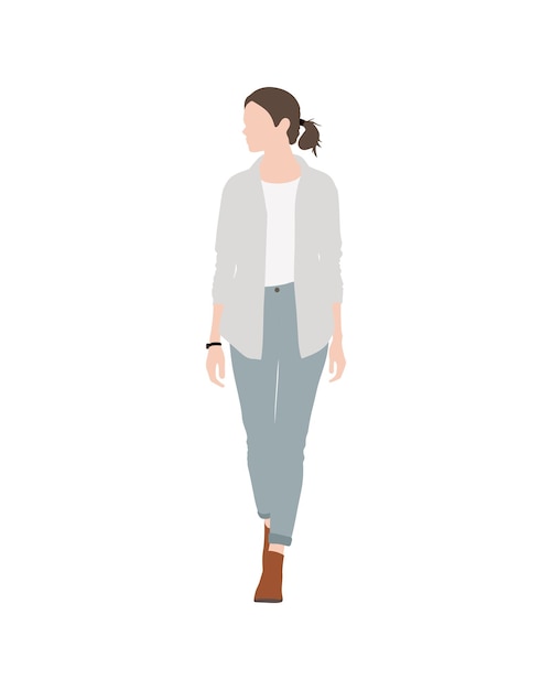Flachvektor-Menschen und Illustration Frau mit lässigem Outfit