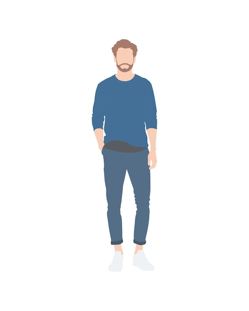 Flachvektor-Menschen und Illustrationsmann in lässiger Kleidung