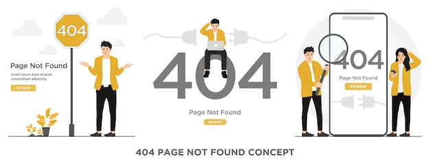 Vektor flachvektorfehler 404 seite nicht gefunden banner-konzept-illustration