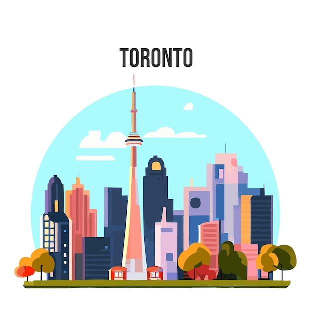 Flachvektorillustration des hintergrunds der skyline der stadt toronto