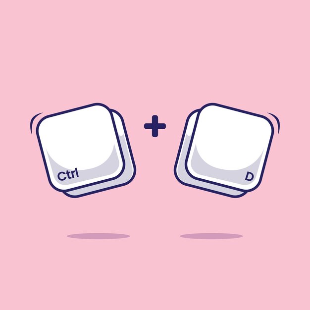Flachzeichensymbol der Computer-Tastaturkombination Abkürzung Ctrl D Symbol Maskottchen-Symbol Illustration