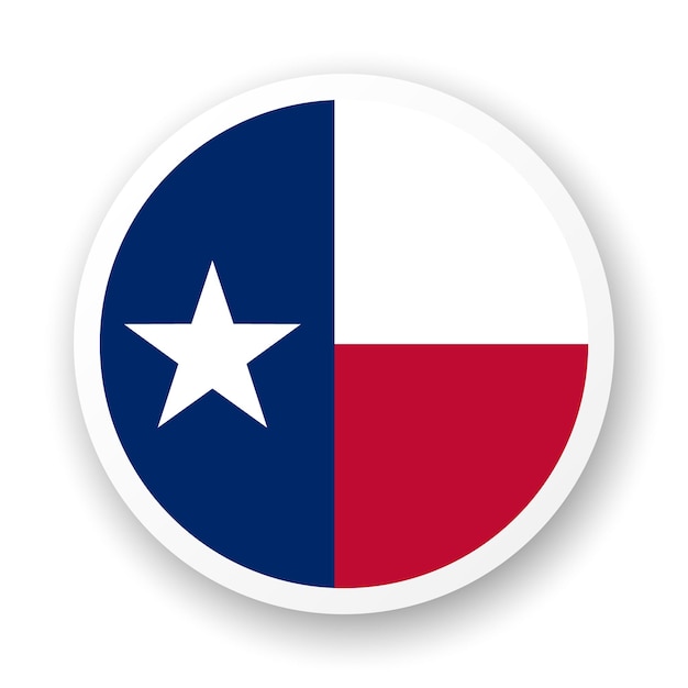 Flag of texas flache ikone rundes vektorelement mit schatten am besten für mobile apps benutzeroberfläche und webdesign