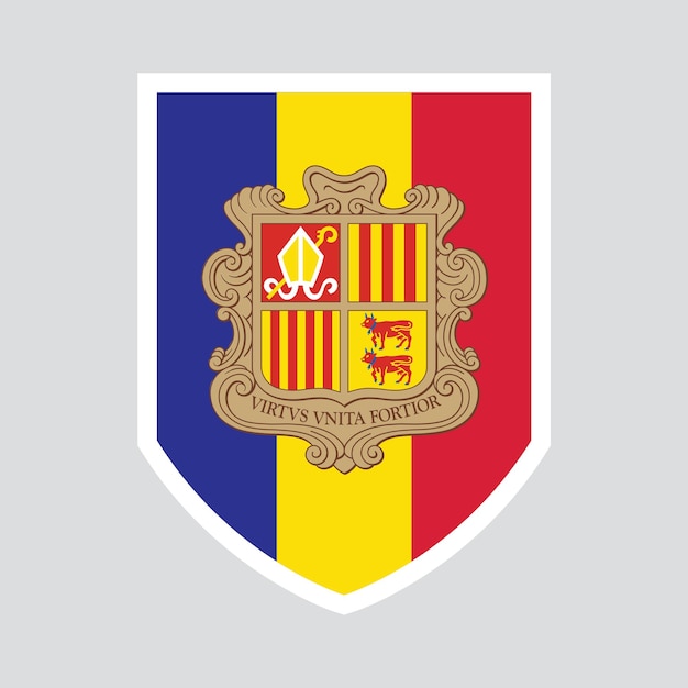 Flagge Andorras in Form eines Schildes