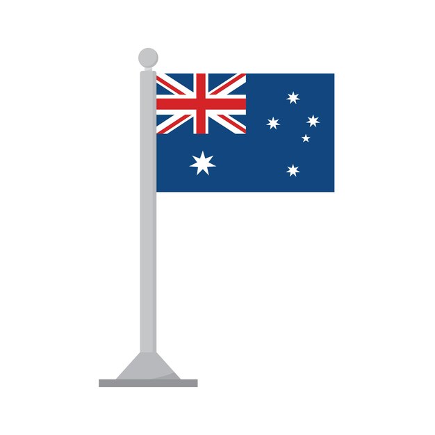 Flagge Australiens auf dem Fahnenmast isoliert