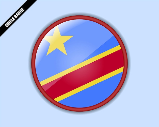 Flagge der demokratischen republik kongo kreis abzeichen vektordesign abgerundet zeichen mit reflexion