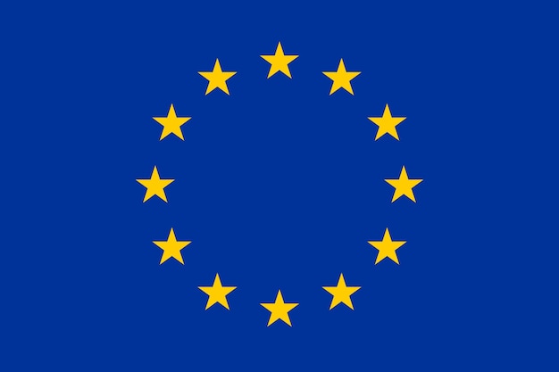 Flagge der Europäischen Union mit blauem Hintergrund und gelben Sternen