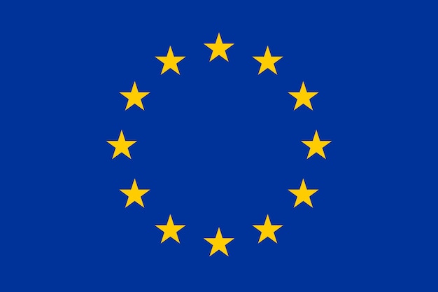 Vektor flagge der europäischen union mit blauem hintergrund und gelben sternen