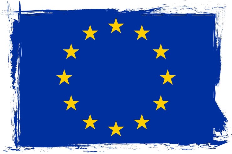 Flagge der Europäischen Union mit Grunge-Pinsel