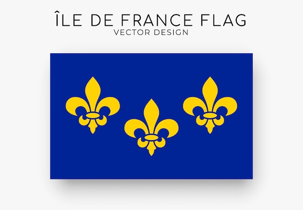 Flagge der Ile de France Detaillierte Flagge auf weißem Hintergrund Vektorillustration