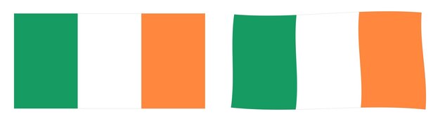 Flagge der Republik Irland (ROI). Einfache und leicht geschwungene Version.