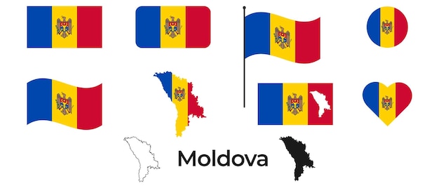 Flagge der republik moldau silhouette des französischen nationalsymbols