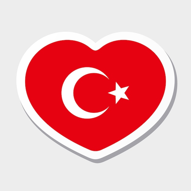 Flagge der türkei-symbol vektor-herzaufkleber am besten für die benutzeroberfläche und das webdesign mobiler apps