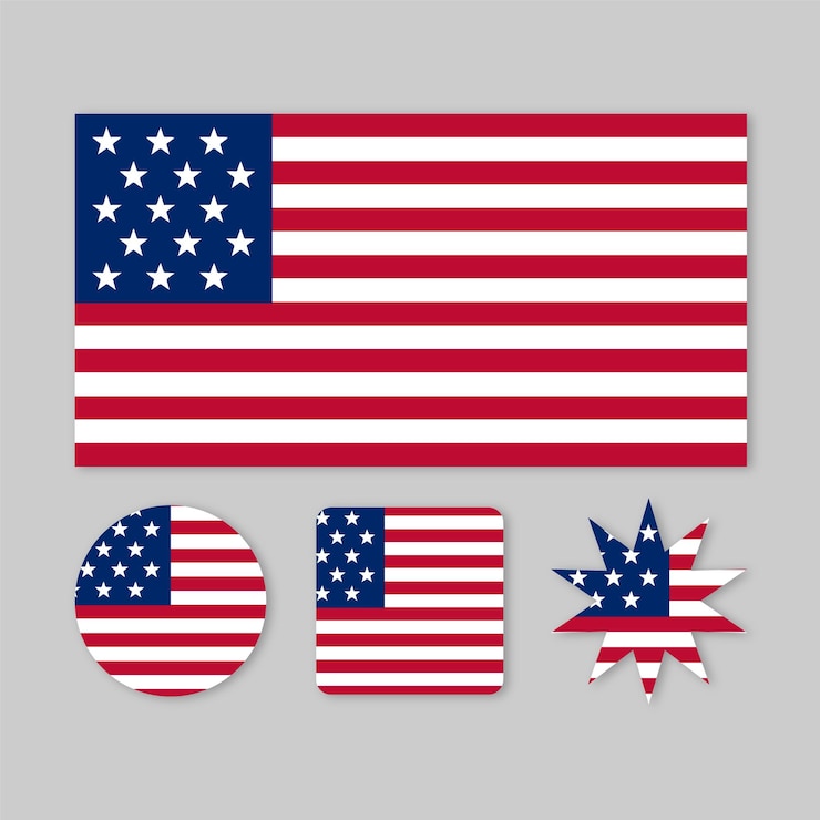 Vektor flagge der vereinigten staaten von amerika usa und usa symbol
