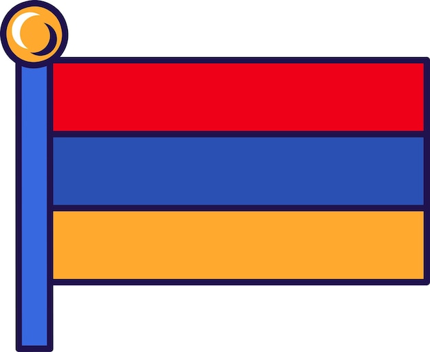 Flagge des armenischen landes auf fahnenmastvektor