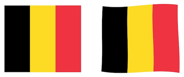 Flagge des königreichs belgien. einfache und leicht geschwungene version.