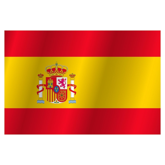 Flagge des Landes Spanien mit der Unterschrift des Namenslandes