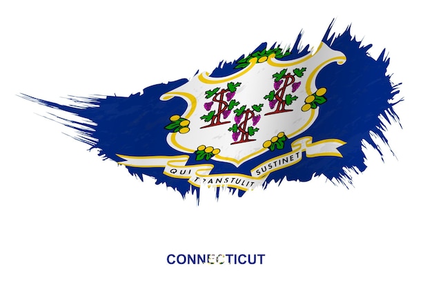 Flagge des Staates Connecticut im Grunge-Stil mit Welleneffekt, Vektor-Grunge-Pinselstrich-Flagge.
