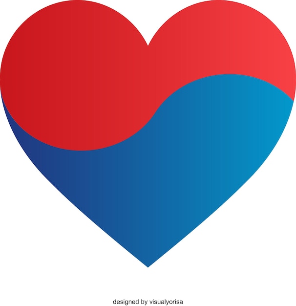 Vektor flagge, die einheit und liebe in roter und blauer herzform symbolisiert