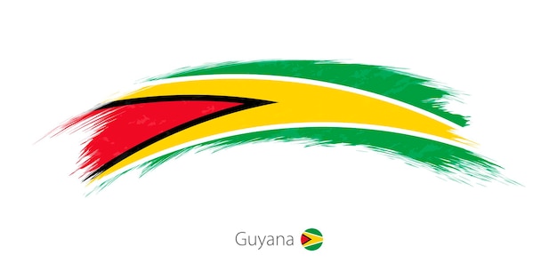 Flagge guyanas in abgerundetem grunge-pinselstrich. vektor-illustration.