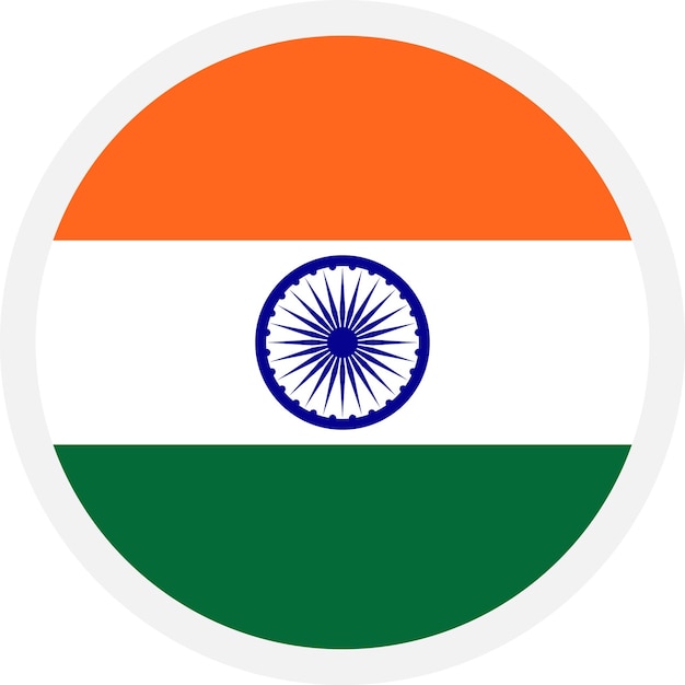 Flagge Indiens Runde flache Flaggensymbol auf durchsichtigem Hintergrund