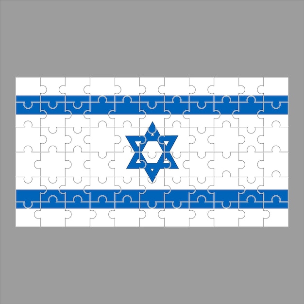 Flagge Israels aus Rätseln auf grauem Hintergrund