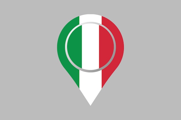 Flagge Italiens mit Standortzeichen Vektorflagge Italiens italienische Flagge Vektorillustration