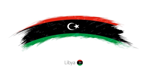 Flagge libyens in abgerundetem grunge-pinselstrich. vektor-illustration.