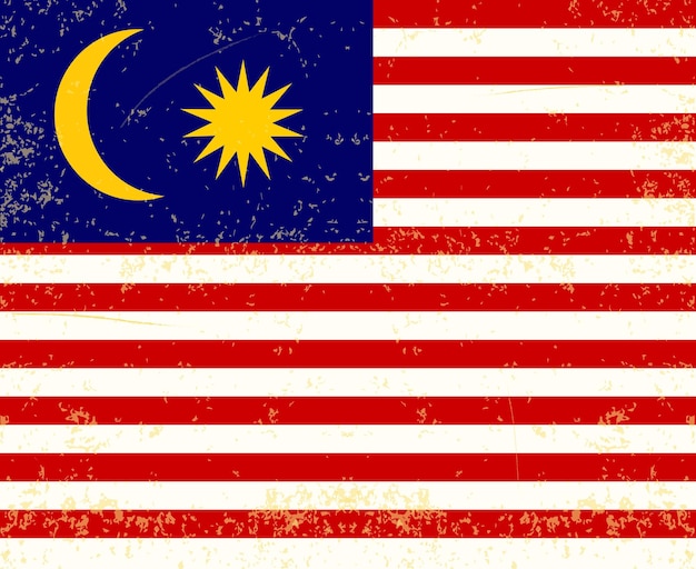 Flagge Malaysias Vektor mit alter Vintage-Textur